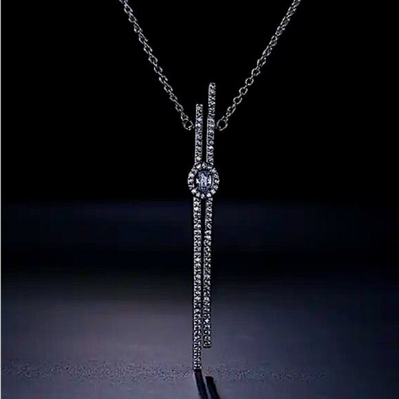 Steroids Silver Cubic Zircon Necklace Minimalist - Picture 2 of 4